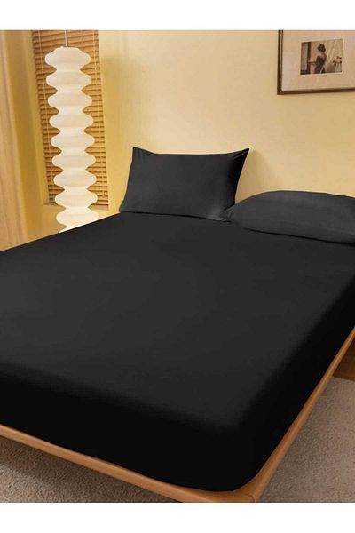 Totem Ranforce Cotton Black Elastic Sheet Set with Pillowcase
