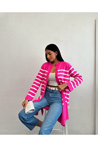 OUZ Fashion سترة مخططة بأزرار