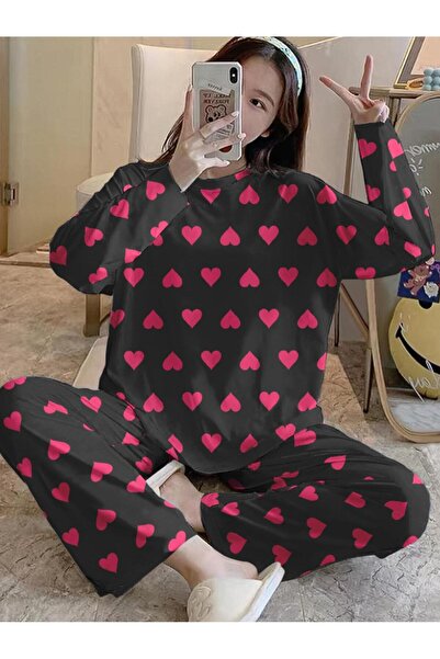 PEMBİŞ HOMEWEAR Long Sleeve Pajama Set Happy Together Supersoft Basic Single ...