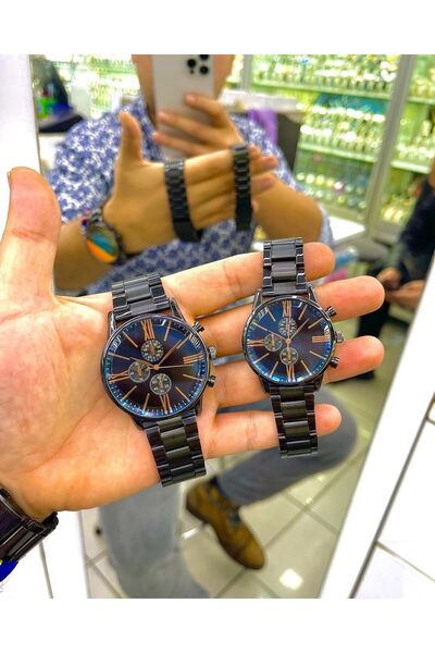 İSTLİV Black Color Steel Cord Couple Watch