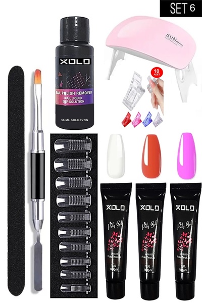 xolo 27 Parça Polijel Oje Simli Glitterlı Trend Modeller 3 Farklı Set Uygulam...