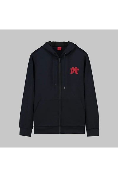 Sarar INTERVIEW HOODED ZIPPERED SWEATSHIRT-Navy Blue - 3XL