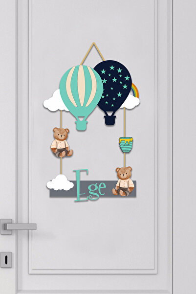 Custom Baby Room Wooden Door Ornament Balloon (TURQUOISE)