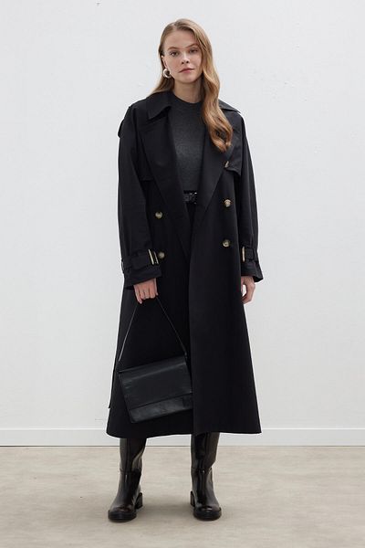 Manuka Schwarzer Dual-Use-Trenchcoat