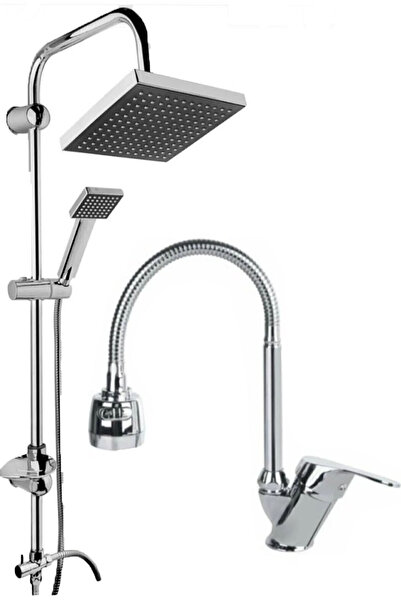 MOONSHOP Germany Teknoloji Duş Robotu Ve Evye Krom Kubarlı Mutfak Bataryası E...