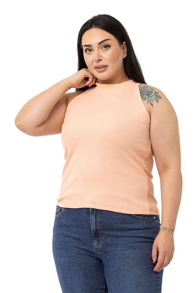 DISENTIS MODEST Large Size Halter Neck Half Turtleneck Camisole Salmon Body