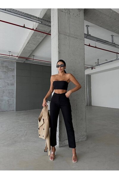 ByCukurovaFrango Blugi Mom negri cu talie înaltă - Monera 2024