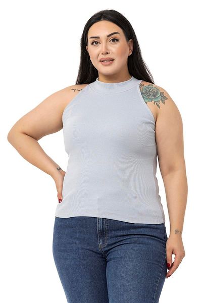 DISENTIS MODEST Large Size Halter Neck Half Turtleneck Camisole Gray Body