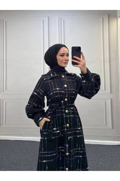 Esre Store 4449 - Цветно скромно палто в лилаво