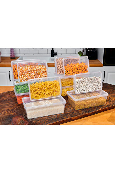 SUPERPUP Plastic Storage (6 Pieces 1 Liter 6 Pieces 2 Liter) Container Food Container Pulses Container Self-Cover