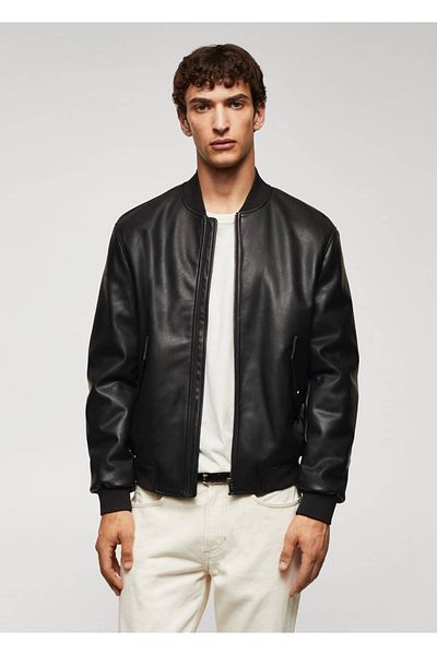 MANGO Man Bomberjacke in Lederoptik