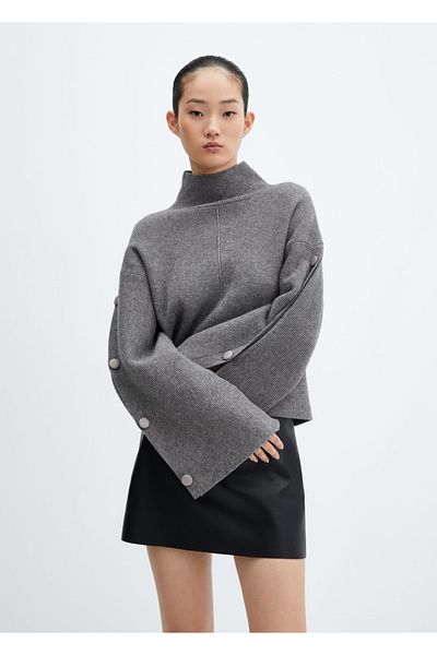 MANGO Woman Sweater with buttoned sleeves