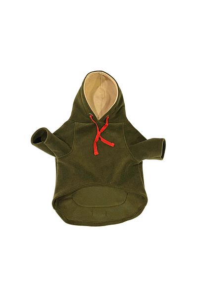 Patte Zone Squirrel Khaki - Cat-Dog Fleece Hoodie with Kangaroo Pocket