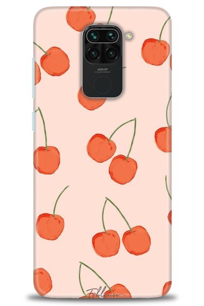MRCİLETİSİM حافظة هاتف Xiaomi Redmi Note 9 مطبوعة بدقة HD - كرز كبير + واقي ش...