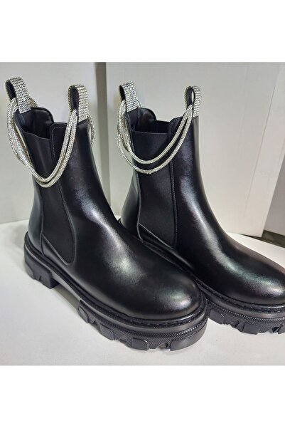 ONE STEP Kadın Kalın Taban Taş Bileklik Detaylı Kürklü Bot