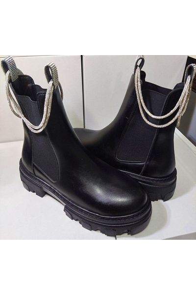 ONE STEP Women's Thick Sole Stone Bracelet Detailed Fur Boots