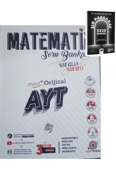 Orjinal Orijinal AYT Matematik Mikro Soru Bankası %50 Kolay %50 Orta