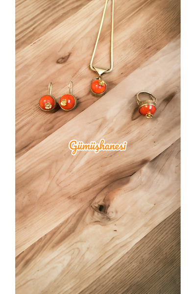 Gümüşhanesi mercan 925 ayar gümüş set