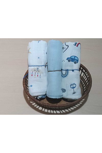 Alpıno ALPINOBABY MUSLIN COVER 85cm*85 cm (3 pieces) 100% COTTON BABY BLANKET