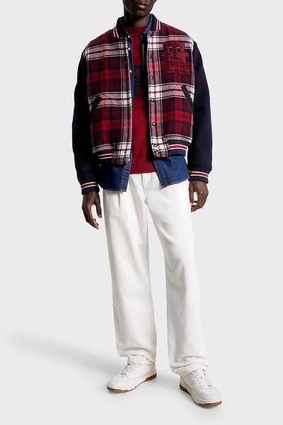 Tommy Hilfiger Plaid Patterned Wool Blend Regular Fit Bomber Jacket Men'S JACKET MW0MW34023 0QM
