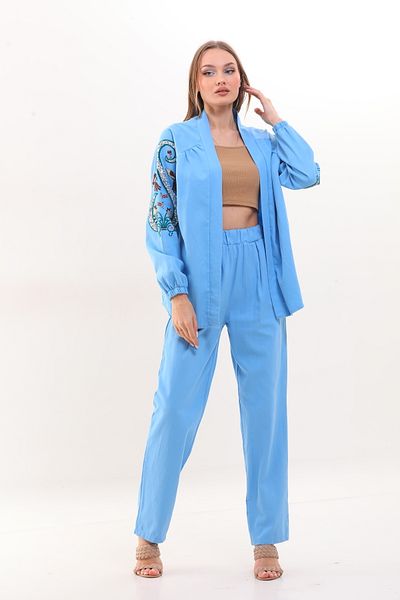 Miss Allos Sequin Embroidered Women's Kimono and Caftan Set - Back and Sleeve Detail