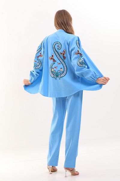 Miss Allos Sequin Embroidered Women's Kimono and Caftan Set - Back and Sleeve Detail