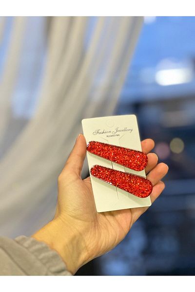 schkırt Triangle Model Silver Red Color Thick Glitter Shiny Epoxy Large Collet Buckle Gift Buckle