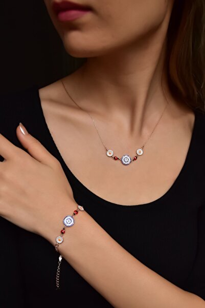 Sinsirella 925 Ayar Gümüş Rose Kaplama Papatya Uğur Böceği Nazar Kolye Ve Bil...
