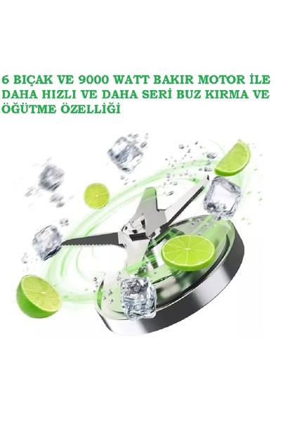 Silver Crest 9000W Cafe Bar Ev Tipi 2.5Lt Çift Sürahi Buz Kırıcı Öğütücü Multifonksiyonel Blender