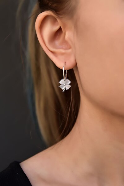 Sinsirella 925 Ayar Gümüş Rodyum Kaplama Sedef Taşlı Şans Dört Yapraklı Yonca...