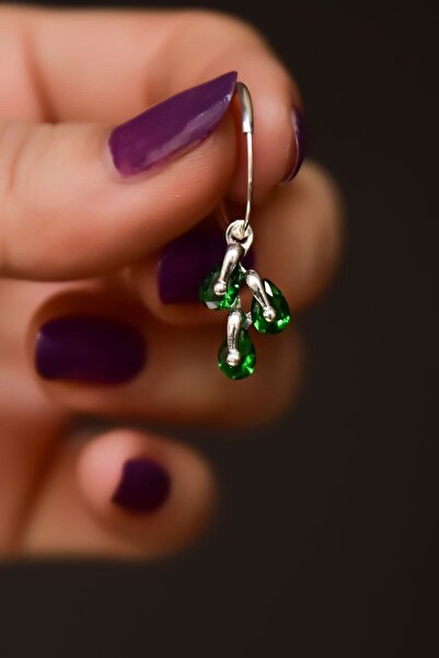 Sinsirella 925 Ayar Gümüş Rodyum Kaplama Mayıs Ayı Doğum Taşlı Kübik Drop Küpe