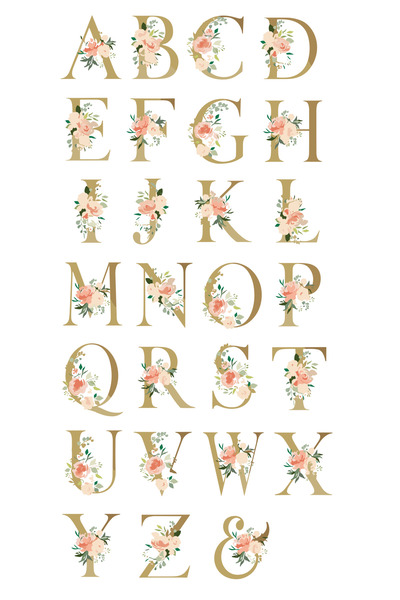 Belinay Bulutay Pembe Çiçekli Alfabe Sticker Seti