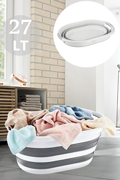 Bayev Bath Katlanır Çamaşır Sepeti 27 Lt Yer Kaplamaz Akordiyon Çamaşır Seles...