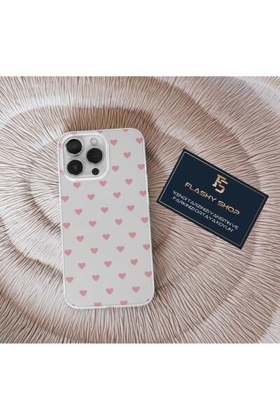 Flashy Shop Realme C53 Uyumlu Pembe Kalp Desenli Şeffaf Kılıf