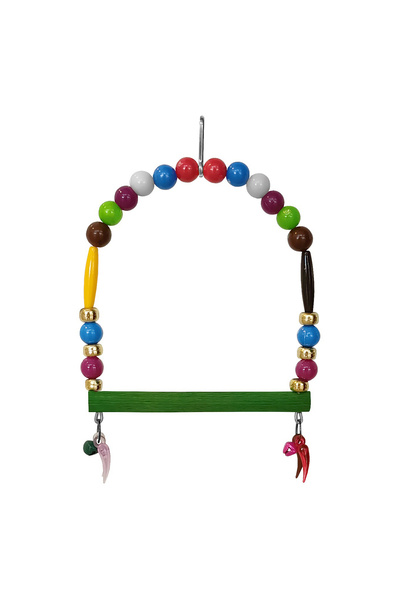 Markapet Colorful Beaded and Bell Bird Swing - 10-11.5 Cm