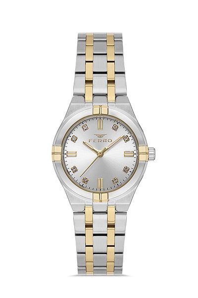 FERRO Yellow and Silver Steel Cord Women's Wrist Watch FL40104A-D