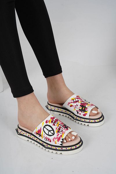 Osso Genuine Leather Women's Hand Painted Slippers 114-380-7