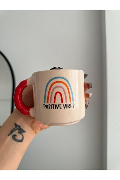 Planet Butik Positive Vibes Mug with Bead Handle