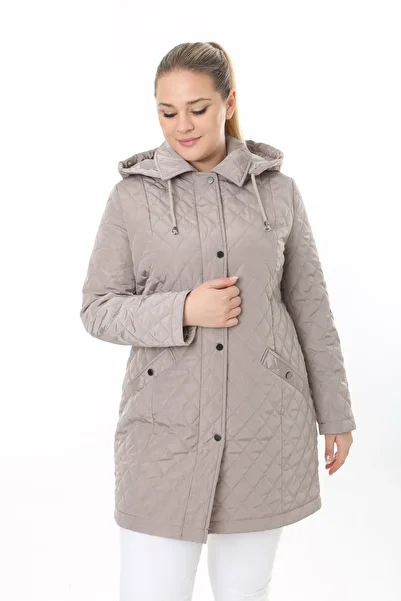 TUTveAL Collection Women's Long Water Resistant Memory Fabric Hooded Coat Large Size Coat