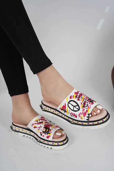 Osso Genuine Leather Women's Hand Painted Slippers 114-380-7
