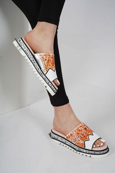 Osso Genuine Leather Women's Hand Painted Slippers 114-380-5