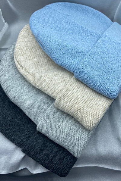 KISCHE Unisex Plain Basic Foldable Winter 4-Piece Beret Set