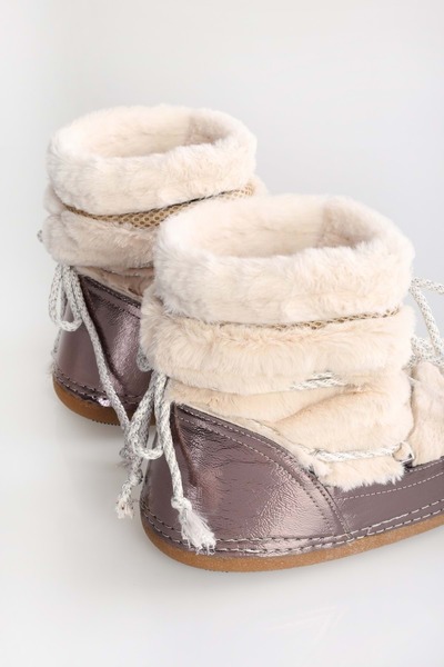 Shoeberry Kadın Snowie Bej İçi Tüylü Kalın Taban Kar Botu