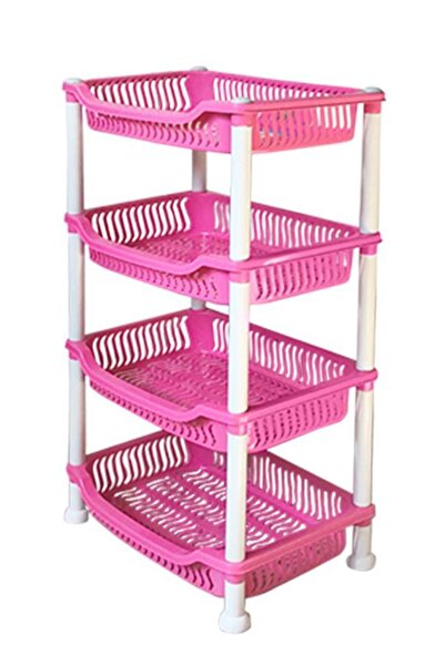 Tiesa Home Plastik 4 Katlı Sebzelik Patates Soğan Meyve Sepeti Pembe gk