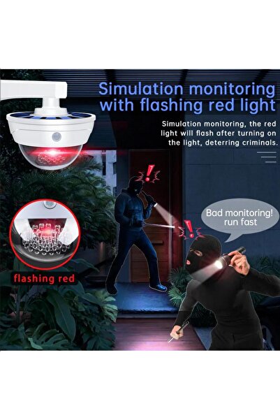 sgeteknoloji GÜNEŞ ENERJİLİ GECE GÖRÜŞLÜ HAREKET SENSÖRLÜ CAYDIRICI KUMANDALI SAHTE GÜVENLİK KAMERA