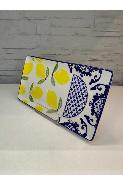 ALANYA HOME DECOR RECTANGULAR BLUE YELLOW BOAT PLATE PORCELAIN RECTANGULAR BLUE YELLOW BOAT PLATE PORCELAIN 28x14CM