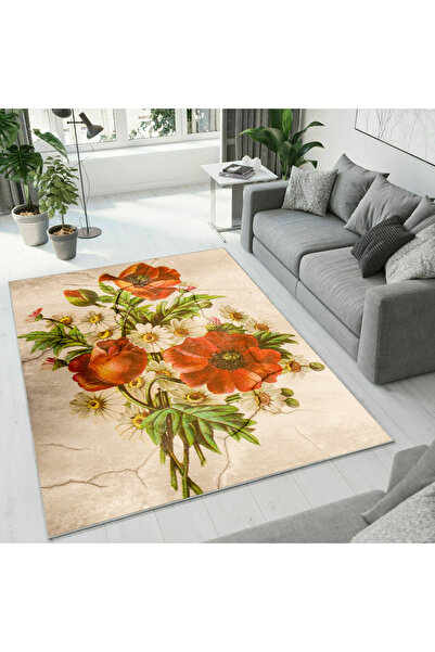 Colorix Carpet Dijital Baskı Dekoratif Kaymaz Taban Antibakteriyel Yıkanabili...
