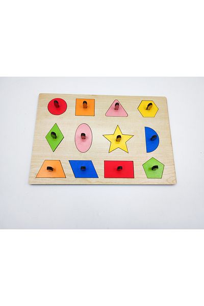 İCONS Wooden Puzzle, Geometric Shapes Puzzle, Colorful Puzzle