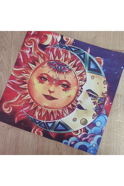 fırsatlar diyarı Sun And Moon Astrology Tarot Altar Cloth / Tarot Cover 75x75 Cm