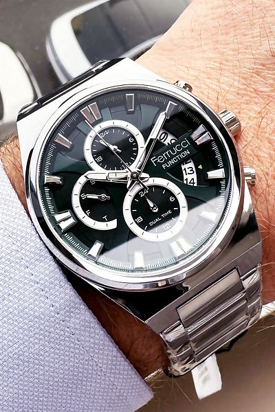 Ferrucci Function Men's Wristwatch 3 Atm Waterproof Silver Color Steel Cord + Bracelet Agr32 Wlg197
